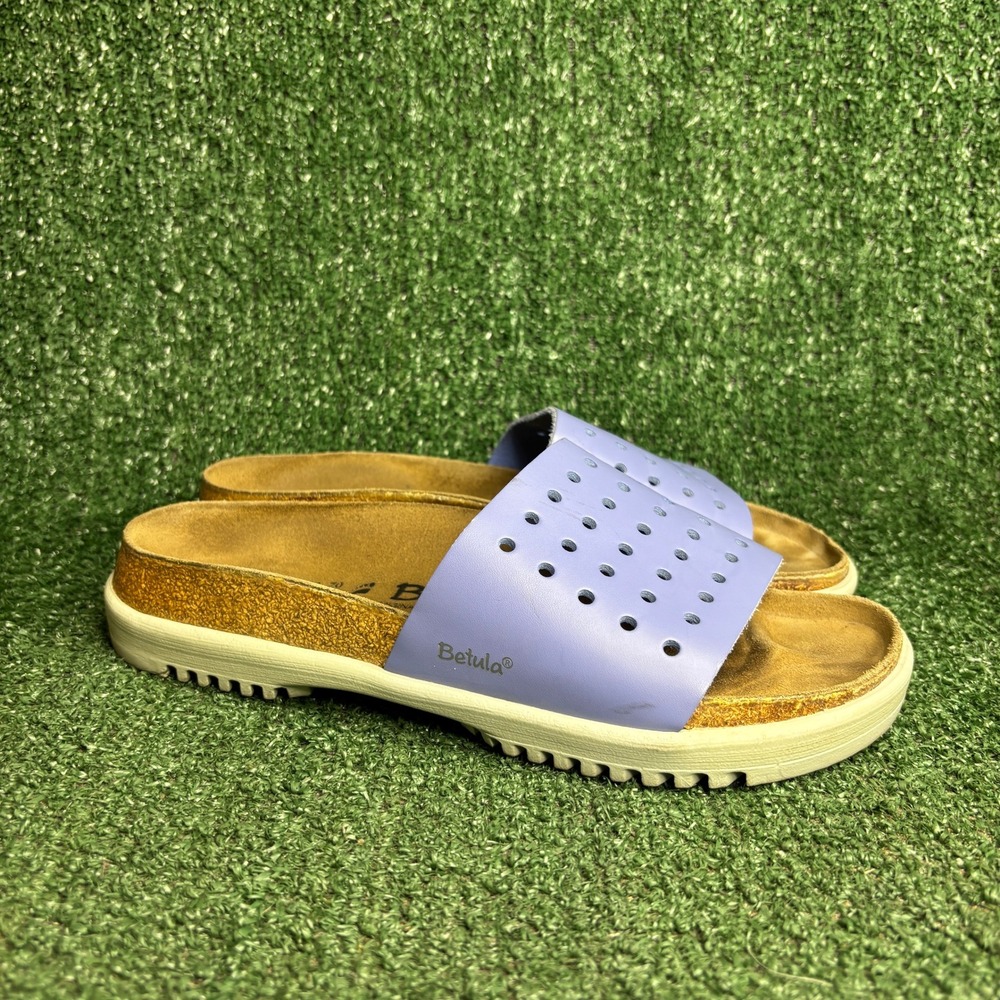 Betula Perforated Slide Cork Footbed Pastel Beach Casual Sandal‎ Purple Womens 9